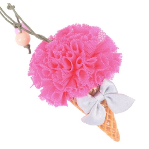 Handmade Girls Dressy Casual Pink Lace Ice Cream Necklace - Picture 2 of 6